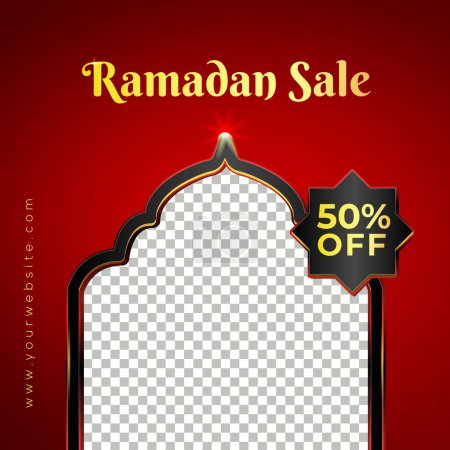 Téléchargez les illustrations : Modèle de bannière de message de vente de médias sociaux Ramadan - en licence libre de droit