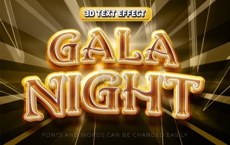 Ilustración de Noche de gala estilo de efecto de texto editable 3d - Imagen libre de derechos