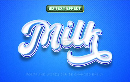 Leche lácteos 3d estilo de efecto de texto editable