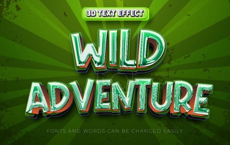 Téléchargez les illustrations : Wild adventure style d'effet de texte modifiable en 3D - en licence libre de droit