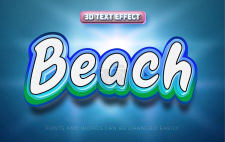Illustration for Beach 3d editable text effect style - Royalty Free Image