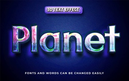 Illustration for Planet 3d editable text effect style - Royalty Free Image
