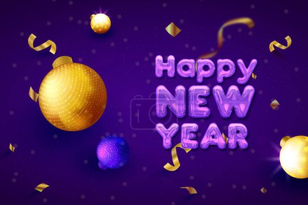 Ilustración de Feliz año nuevo violeta saludos fondo - Imagen libre de derechos