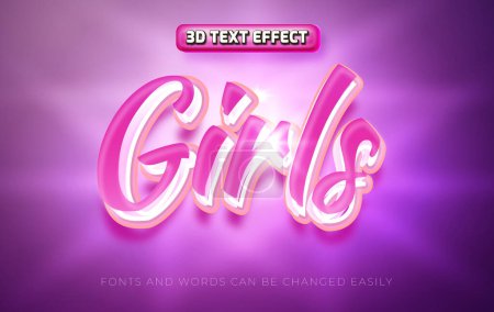Ilustración de Chicas belleza 3d editable estilo de efecto de texto - Imagen libre de derechos