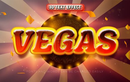 Illustration for Vegas shiny 3d editable text effect style - Royalty Free Image