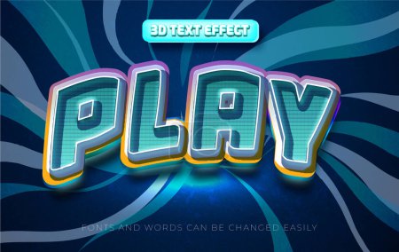 Illustration for Play 3d editable text effect style - Royalty Free Image