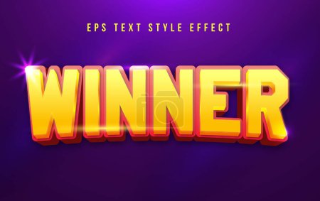 Illustration for Winner Red and Yellow Editable Text Style Effect - Royalty Free Image