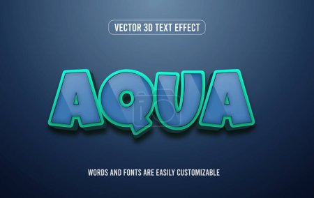 Illustration for Aqua water 3d editable text style effect - Royalty Free Image