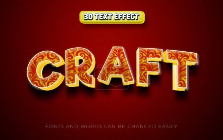 Illustration for Craft red 3d editable text effect style - Royalty Free Image