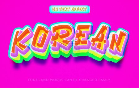 Korean funky 3d k pop editable text effect style