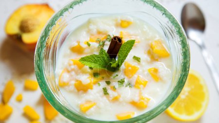 Rice pudding is a typical dessert of the gastronomy of many countries made by slowly cooking rice pudding and sugar.