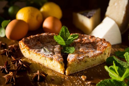 Foto de The flao is a pastry made with flour paste filled with cottage cheese or mat, cheese or cream, with different ingredients and shapes depending on the region of origin. - Imagen libre de derechos