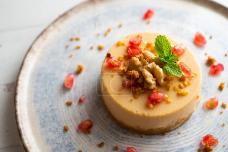 Photo for Turron Nougat mousse cake. Traditional Christmas dessert in Spain. - Royalty Free Image