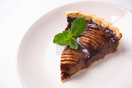 Photo for Pear tart with caramel and mascarpone cheese - Royalty Free Image