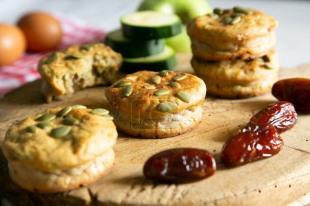 Photo for Salty muffins with vegetables and dates. - Royalty Free Image