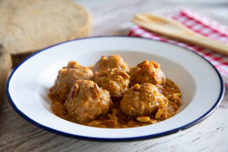 Photo for Pork meatballs with homemade tomato sauce. - Royalty Free Image