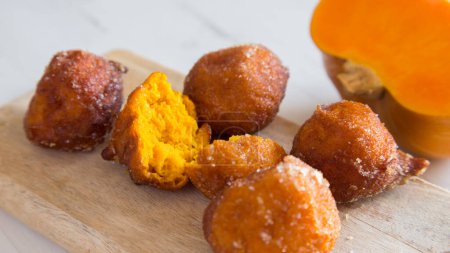 Photo for Pumpkin Fritters. Traditional Easter sweet in Spain. - Royalty Free Image