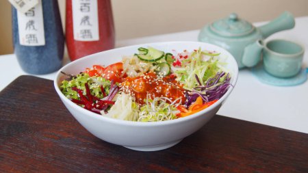 Photo for Kimchi salad with vegetables in a restaurant in Asia. - Royalty Free Image