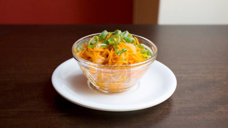 Photo for Carrot salad. Traditional Russian food starters at any good table. - Royalty Free Image