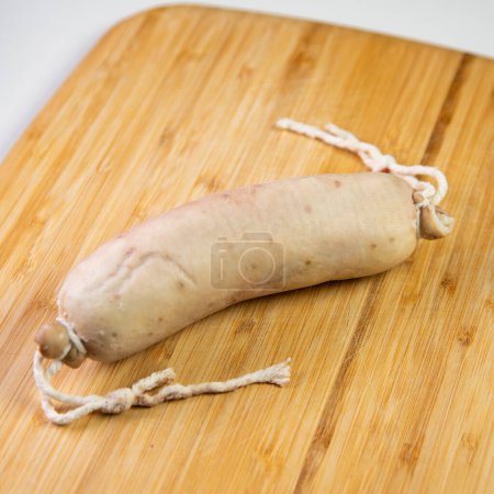 Photo for A paltruc or bull is the thickest sausage. It is a sausage made from the bladder or large intestine of the pig stuffed with minced meat and marinated fat. - Royalty Free Image