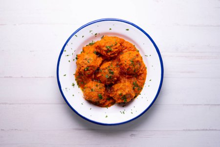 Photo for Handmade meatballs with pork and beef and tomato sauce. - Royalty Free Image