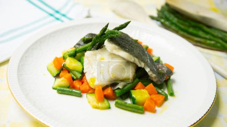 Photo for Baked turbot with potatoes and vegetables. - Royalty Free Image