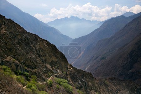 Photo for Hike through the Apurmac canyon to the ruins of Choquequirao, an Inca archaeological site in Peru, similar in structure to Machu Picchu - Royalty Free Image