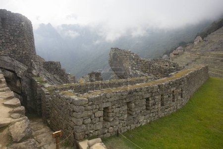 Photo for Details of the ancient Inca citadel of the city of Machu Picchu in the Sacred Valley of Peru. - Royalty Free Image