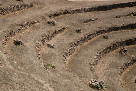 Foto de Terrazas agrícolas en el Valle Sagrado. Moray en Cusco, Valle Sagrado, Perú - Imagen libre de derechos