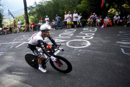 Photo for Domancy, France 18th July 2023: RAFAL MAJKA (UAE TEAM EMIRATES UAE) in the time trial stage at Tour de France. - Royalty Free Image