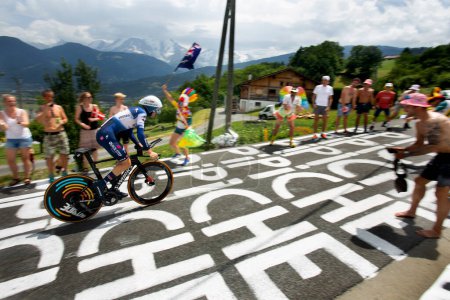 Foto de Domancy, Francia 18 de julio de 2023: TIM DECLERCQ (SOUDAL QUICK-STEP BEL) en la etapa de contrarreloj del Tour de Francia. - Imagen libre de derechos