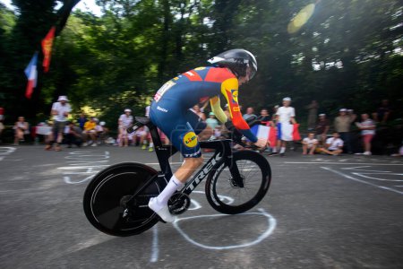 Photo for Domancy, France 18th July 2023: SKJELMOSE MATTIAS JENSEN (LIDL - TREK USA) in the time trial stage at Tour de France. - Royalty Free Image