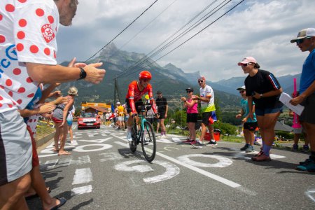 Téléchargez les photos : Domancy, France 18 juillet 2023 : JENTHE BIERMANS (TEAM ARKEA - SAMSIC FRA) en contre-la-montre au Tour de France 2023. - en image libre de droit