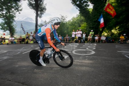 Téléchargez les photos : Domancy, France 18 juillet 2023 : MICHAEL WOODS (ISRAEL - PREMIER TECH ISR) en contre-la-montre au Tour de France 2023. - en image libre de droit