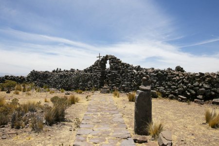 Photo for Inca archaeological remains on the island of Taquile on Lake Titicaca in Peru. - Royalty Free Image