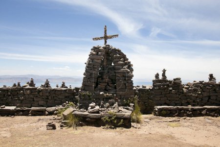 Photo for Inca archaeological remains on the island of Taquile on Lake Titicaca in Peru. - Royalty Free Image