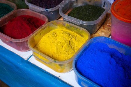 Photo for Natural dyes in the central market of the city of Cusco in Peru. - Royalty Free Image