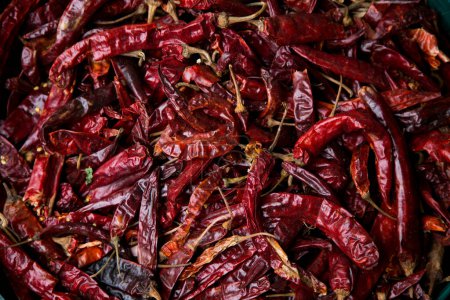 Photo for Spicy thai organic chillies in a street food stall in Bangkok, Thailand. - Royalty Free Image