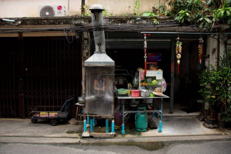 Photo for Street cooking stall on the streets of Bangkok, Thailand. - Royalty Free Image