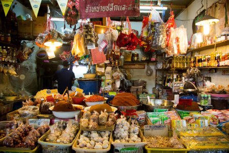 Photo for Bangkok, Thailand; 1st January 2023: Atmosphere and vendors at Khlong Toei Central Food Market in Bangkok. - Royalty Free Image