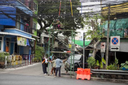 Foto de Bangkok, Tailandia; 1 de enero de 2023: Calles de los barrios en las afueras del centro de la ciudad de Bangkok. - Imagen libre de derechos