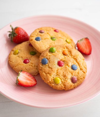 Photo for Homemade cookies made with flour, egg and chocolate chips - Royalty Free Image