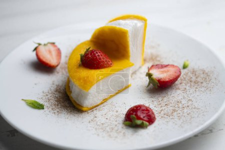 Photo for Japanese Sweet Omelette. Japanese dessert made just with eggs in different textures. - Royalty Free Image