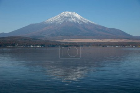 Photo for Views  of Mount Fuji covered in snow from Yamanaka lake in Yamanakako, Japan. - Royalty Free Image