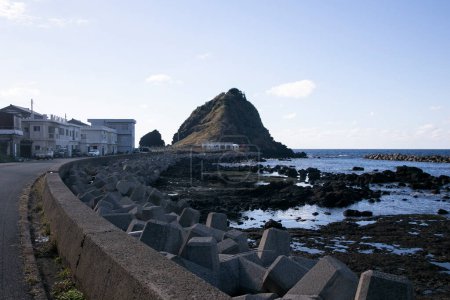 Photo for Coastline formed by volcanic activity in Ogi coast in Sado Island, Niigata prefecture, Japan. - Royalty Free Image