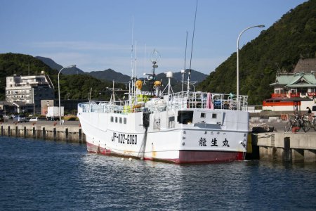 Photo for Nachikatsuura, Japan; 1st October 2023: Japanese fishing boats at Katsuura Harbor in Wakayama. - Royalty Free Image