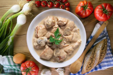 Photo for Meat with strogonoff sauce. Traditional Russian recipe. - Royalty Free Image
