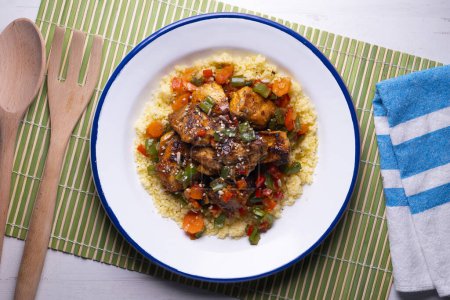 Photo for Moroccan-style marinated chicken with couscous. - Royalty Free Image