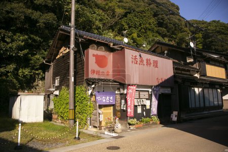 Photo for Ine, Japan; 1st October 2023: Japanese restaurant in Ine fishing fillage in north of Kyoto. - Royalty Free Image