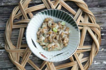 Photo for Natt, nato or hiragana is a traditional Japanese food made with fermented soybeans.traditional Japanese food made with fermented soybeans. - Royalty Free Image